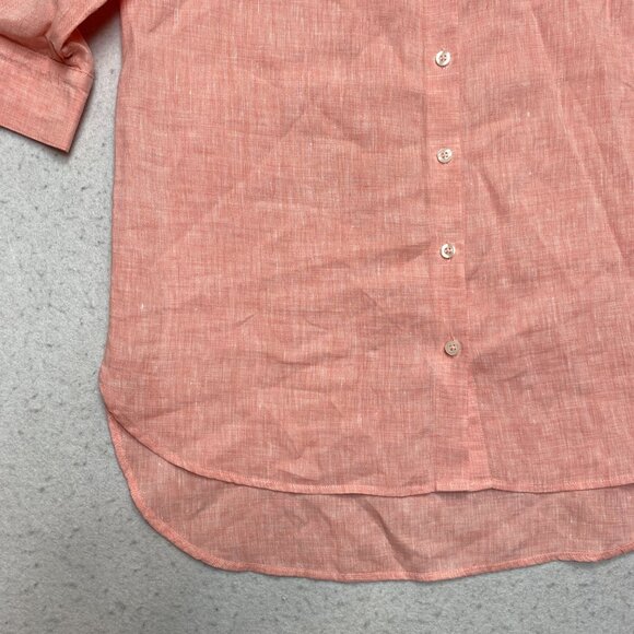 Chicos No Iron Tunic Shirt Women's 1 Salmon 3/4 Sleeve 100% Linen Blouse Dress - Picture 5 of 10